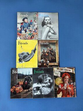 7 Vintage Friends Magazine Lot Fashion Sports Cars Old Ad Paper Ephemera 40s